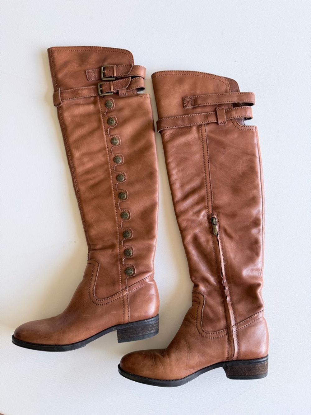 Sam Edelman Brown Leather Riding Boots 7M Knee High Ren Faire Cosplay - Picture 2 of 13